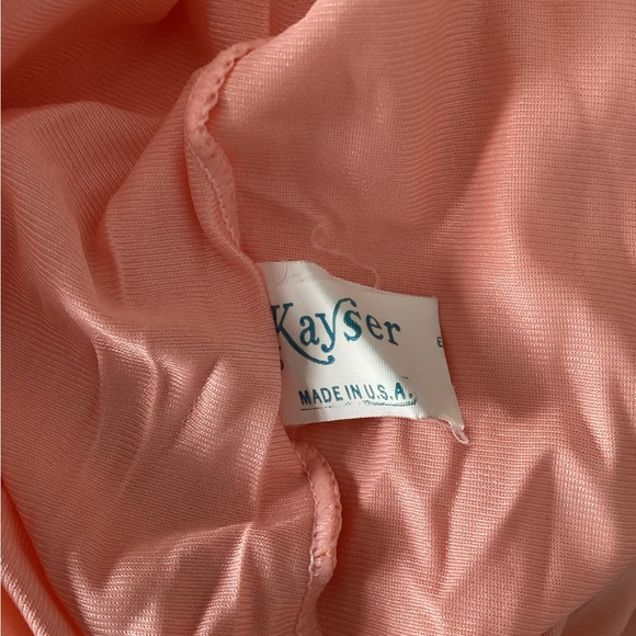 VTG 60s KAYSER LIGHT Coral  PINK/PEACH Lace NIGHTGOWN L - Picture 4 of 5